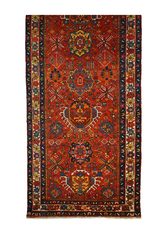 Persian Rug Azerbaijan Handmade Runner Tribal 3'5"x11'1" (3x11) Red Geometric Design #A33218