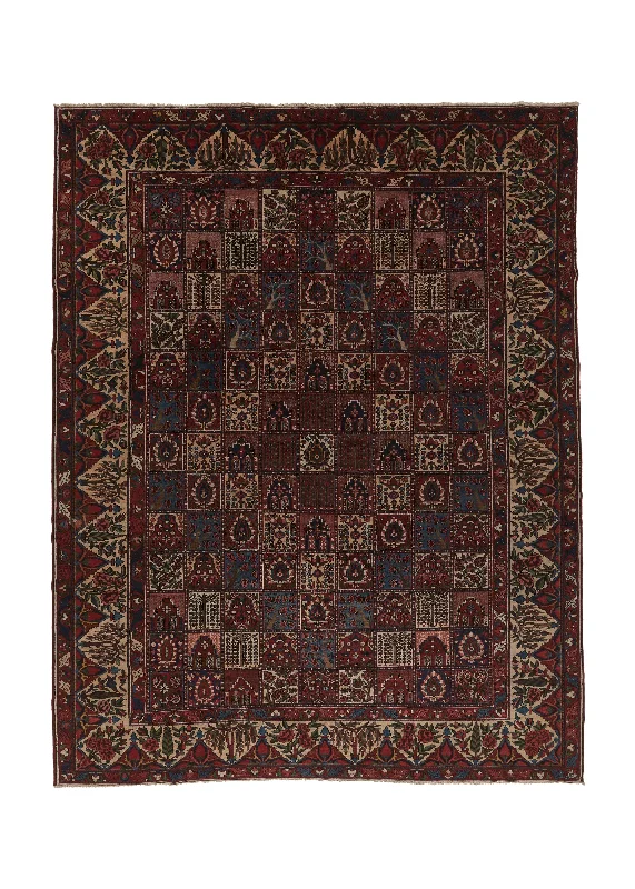 Persian Rug Bakhtiari Handmade Area Tribal 12'2"x15'5" (12x15) Red Blue Garden Design #35913