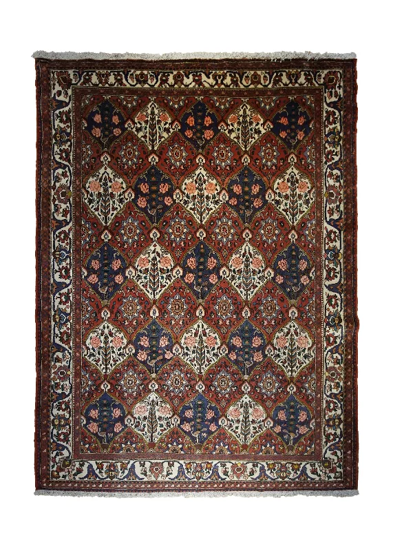 Persian Rug Bakhtiari Handmade Area Tribal 7'2"x9'6" (7x10) Red Garden Design #A33289