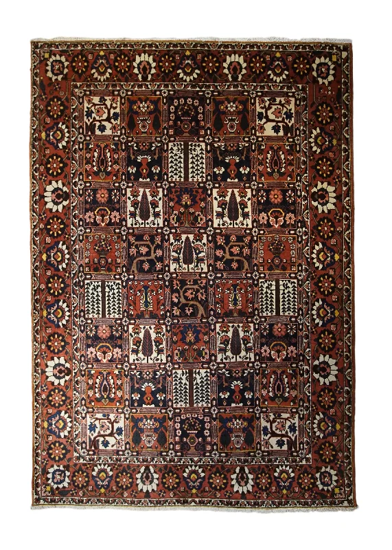 Persian Rug Bakhtiari Handmade Area Tribal 7'3"x10'7" (7x11) Red Garden Design #A33242