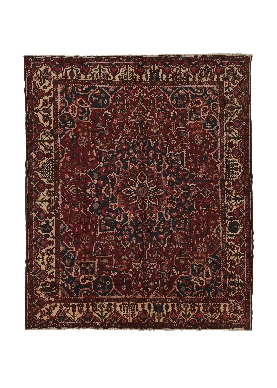 Persian Rug Bakhtiari Handmade Area Tribal Vintage 10'6"x12'6" (11x13) Red Geometric Design #31114