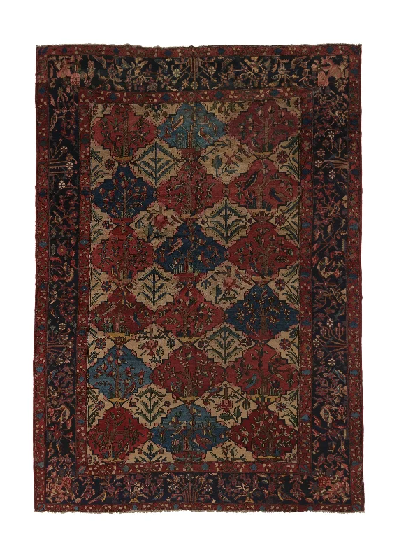 Persian Rug Bakhtiari Handmade Area Tribal Vintage 11'0"x15'5" (11x15) Red Blue Garden Design #26640