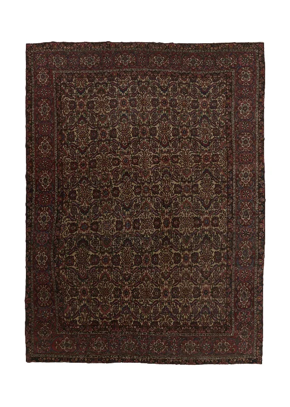 Persian Rug Bakhtiari Handmade Area Tribal Vintage 12'2"x17'2" (12x17) Red Whites/Beige Floral Design #34799