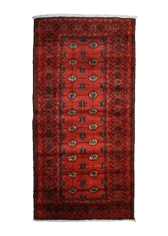 Persian Rug Baloch Handmade Area Tribal 4'0"x7'11" (4x8) Red Geometric Elephant Foot Bokhara Design #A33510