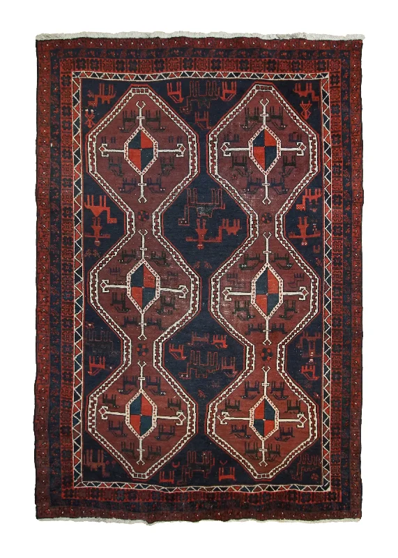 Persian Rug Baloch Handmade Area Tribal 4'9"x7'5" (5x7) Blue Red Geometric Design #A33514