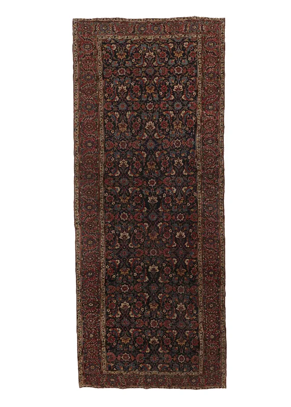 Persian Rug Bijar Handmade Area Antique Traditional 6'9"x16'9" (7x17) Blue Red Floral Herati Design #33183