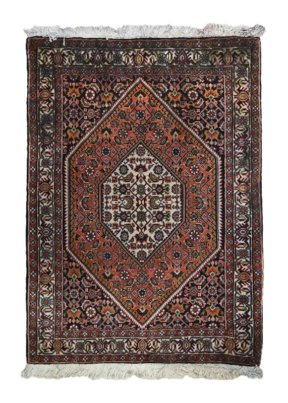 Persian Rug Bijar Handmade Area Traditional 2'4"x3'3" (2x3) Red Whites/Beige Blue Geometric Herati Design #A33279