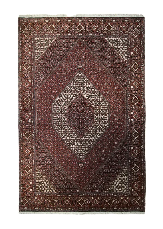 Persian Rug Bijar Handmade Area Traditional 6'9"x10'1" (7x10) Red Blue Whites/Beige Geometric Herati Design #A33243