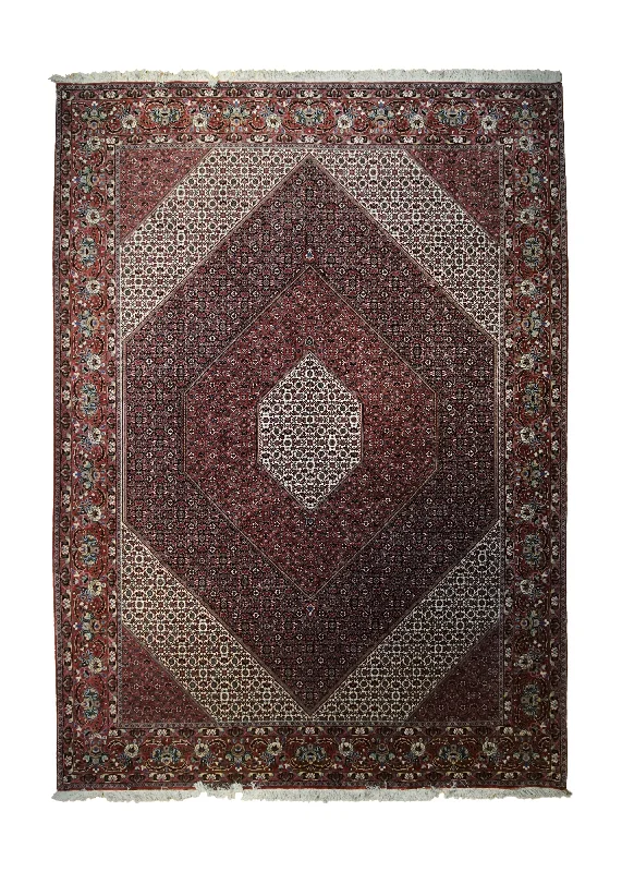 Persian Rug Bijar Handmade Area Traditional 8'2"x11'4" (8x11) Blue Red Whites/Beige Geometric Herati Design #A33236