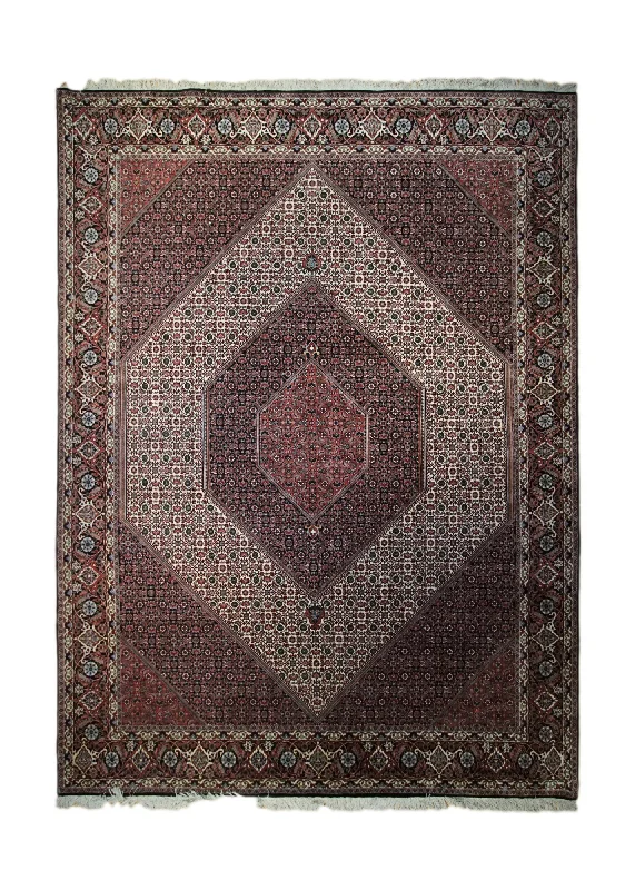 Persian Rug Bijar Handmade Area Traditional 8'1"x11'1" (8x11) Whites/Beige Blue Red Geometric Herati Design #A33247