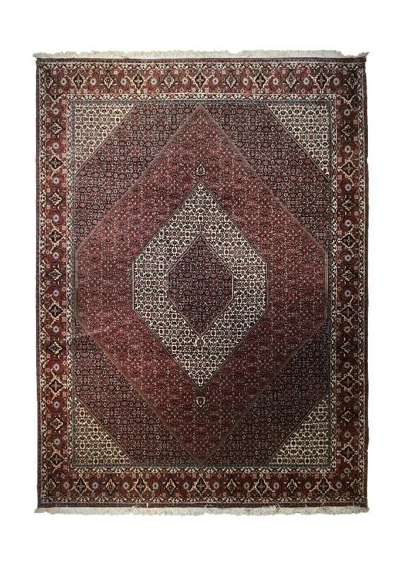 Persian Rug Bijar Handmade Area Traditional 8'5"x11'7" (8x12) Red Blue Geometric Herati Design #A33239