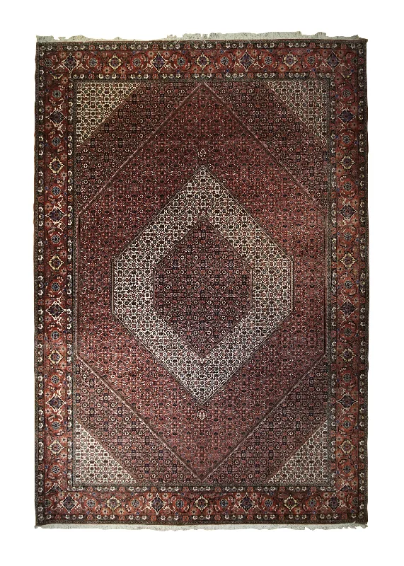 Persian Rug Bijar Handmade Area Traditional 8'4"x12'3" (8x12) Red Blue Geometric Herati Design #A33240