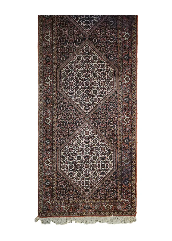 Persian Rug Bijar Handmade Runner Traditional 2'2"x9'8" (2x10) Blue Red Whites/Beige Geometric Herati Design #A33292