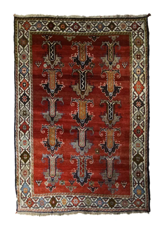 Persian Rug Ghashghaei Handmade Area Tribal 4'9"x7'2" (5x7) Red Geometric Design #A33268