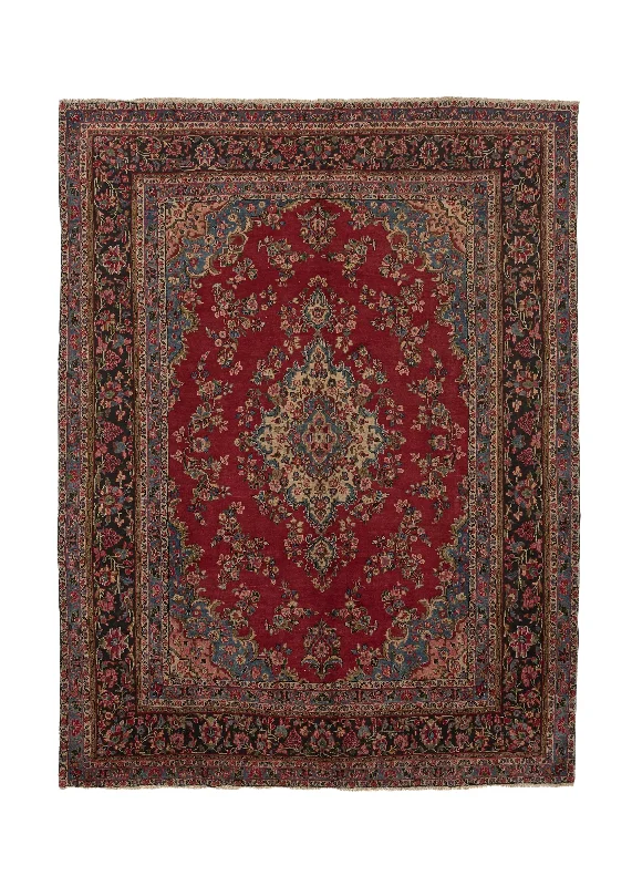 Persian Rug Hamadan Handmade Area Tribal 9'6"x12'8" (10x13) Red Blue Floral Design #31090