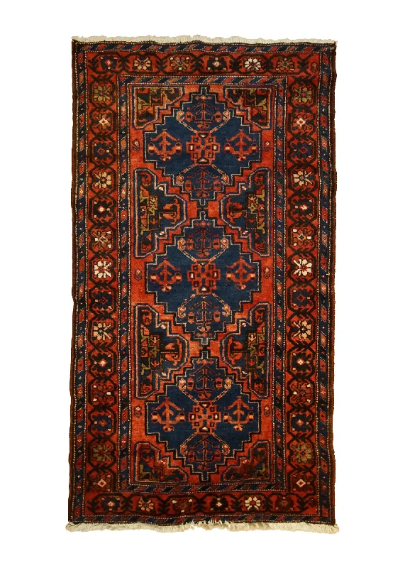 Persian Rug Hamadan Handmade Area Tribal Antique 3'4"x6'4" (3x6) Red Geometric Design #A33217