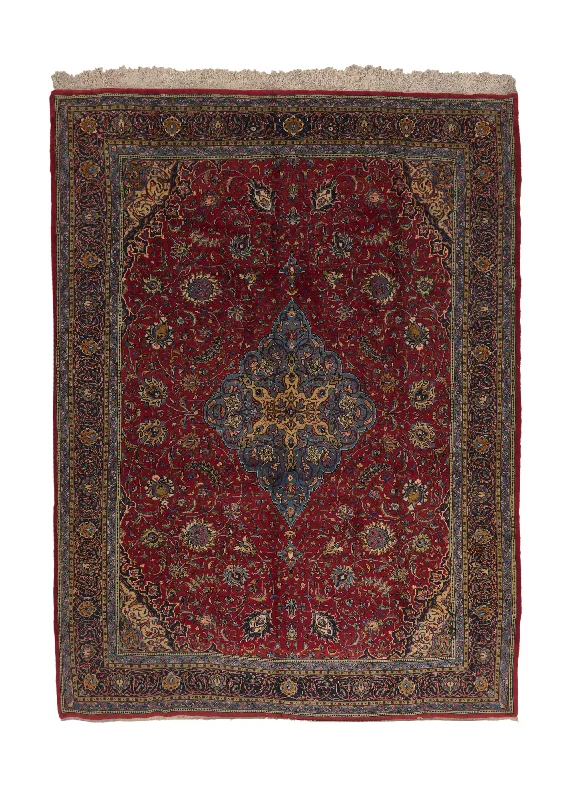 Persian Rug Kashan Handmade Area Traditional 9'9"x13'3" (10x13) Red Blue Floral Design #28610