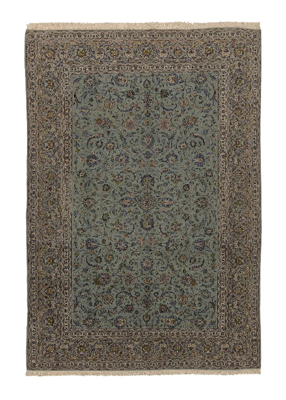 Persian Rug Kashan Handmade Area Traditional 9'7"x13'11" (10x14) Blue Green Floral Design #28607