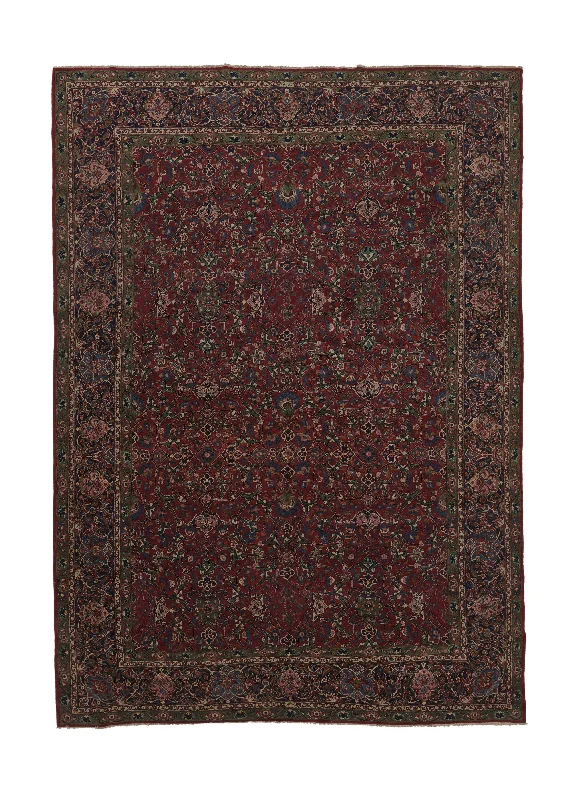 Persian Rug Kashan Handmade Area Traditional 10'5"x14'10" (10x15) Red Green Floral Design #25731