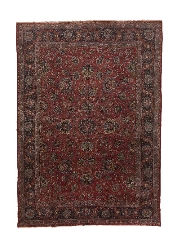 Persian Rug Kashan Handmade Area Traditional 11'4"x16'4" (11x16) Red Floral Design #23134