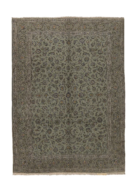 Persian Rug Kashan Handmade Area Traditional 11'7"x16'0" (12x16) Blue Green Floral Design #28589