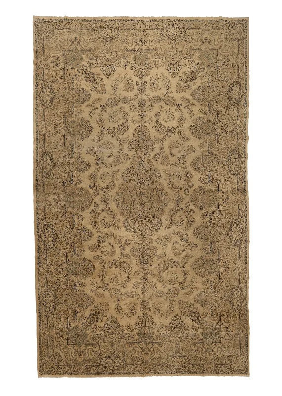 Persian Rug Kerman Handmade Area Antique Neutral 10'1"x17'0" (10x17) Whites/Beige Floral Design #31515