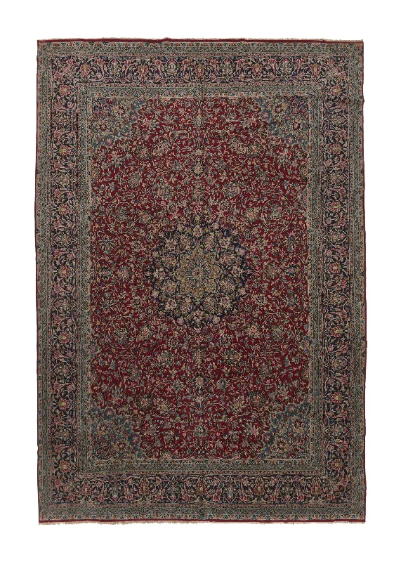 Persian Rug Kerman Handmade Area Traditional 11'1"x16'7" (11x17) Red Blue Floral Design #15278