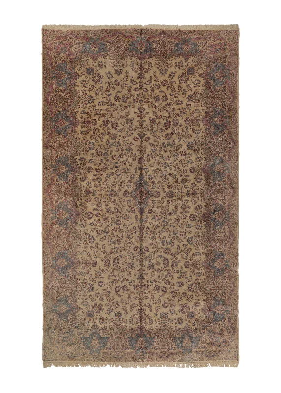 Persian Rug Kerman Handmade Area Traditional 13'9"x24'0" (14x24) Whites/Beige Pink Blue Floral Design #24747