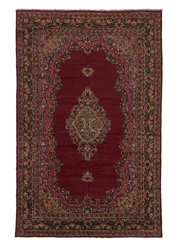 Persian Rug Mahal Handmade Area Tribal 12'2"x18'9" (12x19) Red Open Field Floral Design #32777