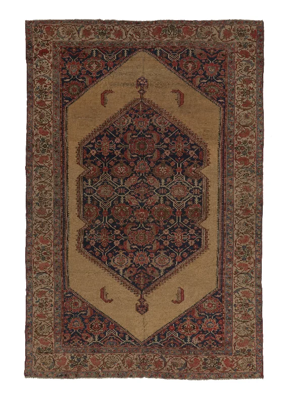 Persian Rug Malayer Handmade Area Antique Tribal 11'1"x17'8" (11x18) Whites/Beige Blue Red Open Field Herati Haji Jalili Design #18692