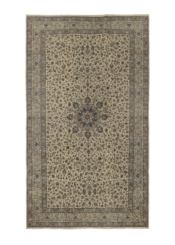 Persian Rug Nain Handmade Area Traditional 19'0"x31'7" (19x32) Whites/Beige Blue Floral Design #25719