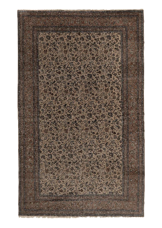 Persian Rug Nain Handmade Area Traditional 14'1"x22'10" (14x23) Whites/Beige Brown Blue Floral Design #33989