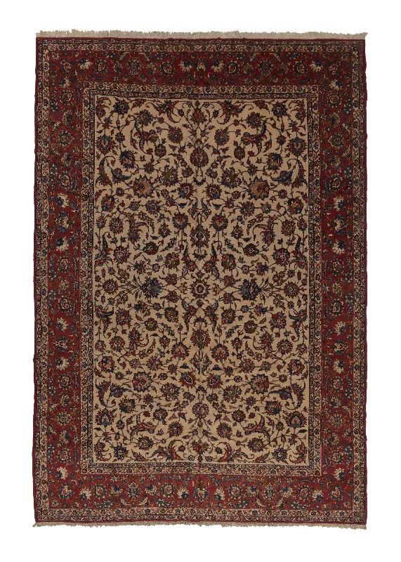 Persian Rug Najafabad Handmade Area Traditional 12'0"x17'11" (12x18) Whites/Beige Red Shah Abbasi Floral Design #12704