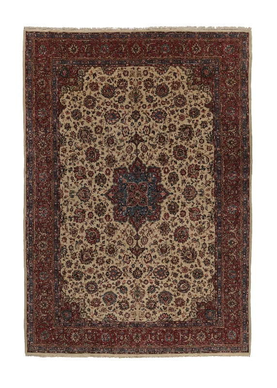 Persian Rug Sarouk Handmade Area Traditional 10'6"x14'8" (11x15) Whites/Beige Red Floral Design #14183