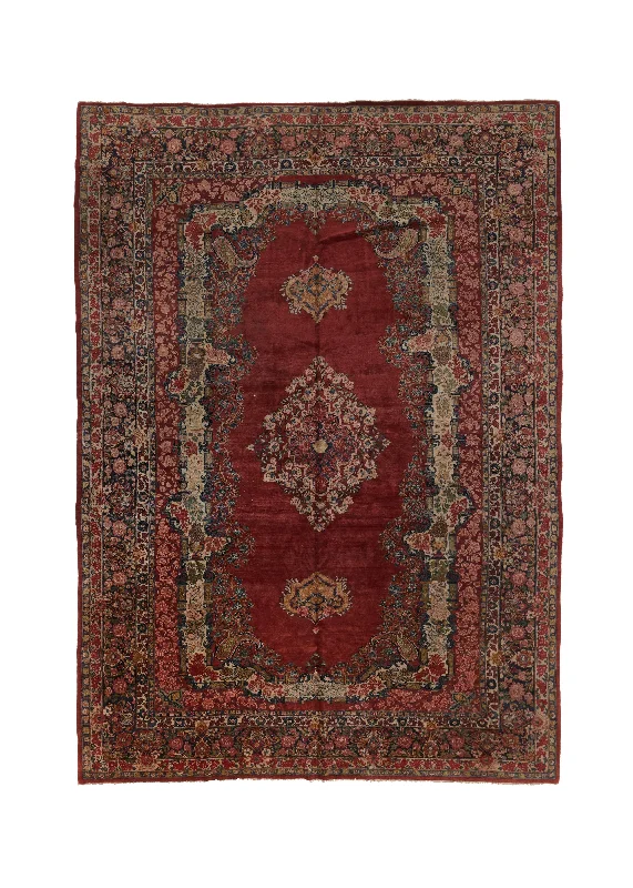 Persian Rug Sarouk Handmade Area Traditional 11'5"x16'3" (11x16) Red Open Field Floral Design #23136