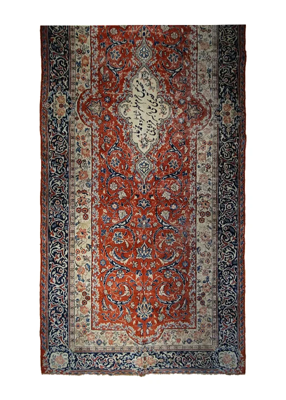 Persian Rug Sarouk Handmade Area Traditional 6'4"x16'4" (6x16) Red Blue Floral Design #A33189