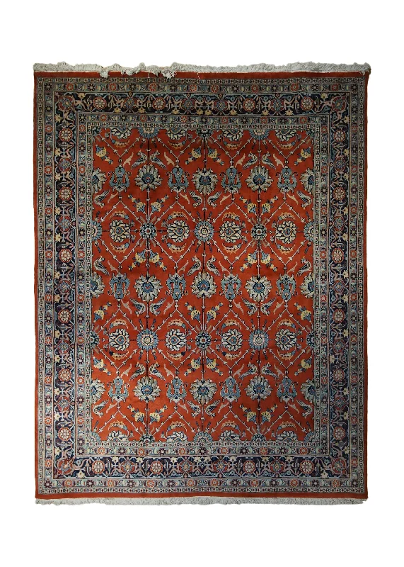 Persian Rug Sarouk Handmade Area Traditional 6'9"x8'7" (7x9) Red Blue Floral Animals Design #A33250