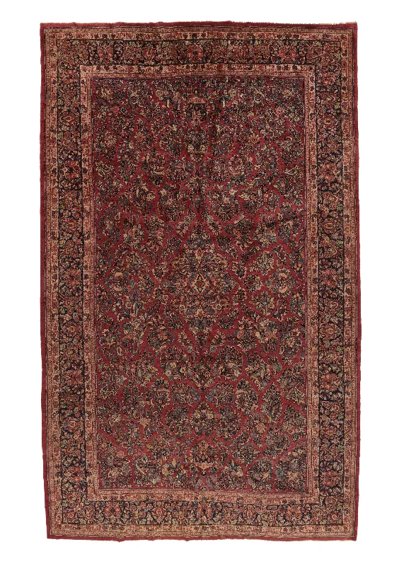 Persian Rug Sarouk Handmade Area Traditional Vintage 11'0"x18'4" (11x18) Red Floral Design #34405