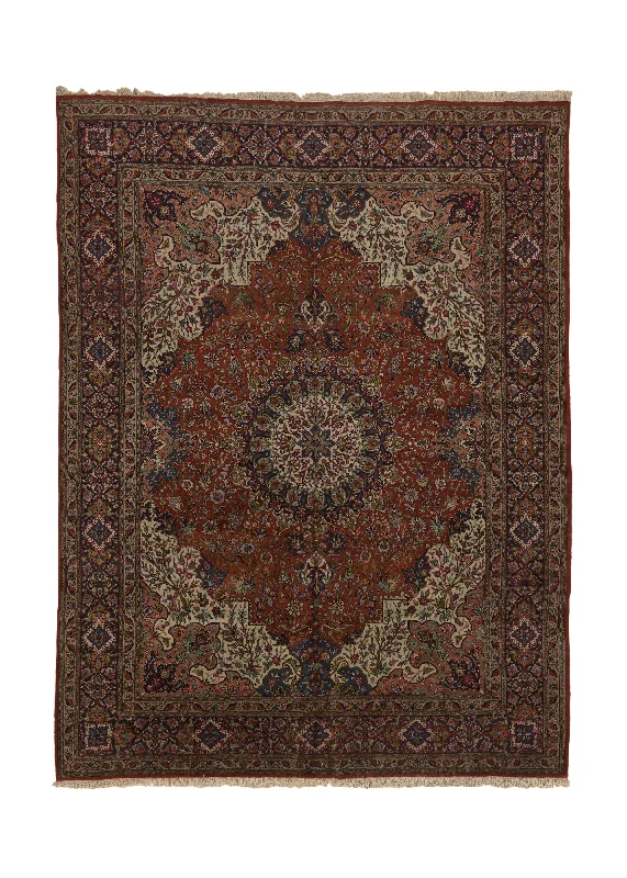 Persian Rug Tabriz Handmade Area Traditional 9'10"x13'1" (10x13) Red Floral Design #35178