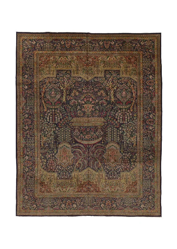 Persian Rug Tabriz Handmade Area Traditional 11'8"x14'8" (12x15) Blue Green Floral Unusual Tree of Life Design #33970