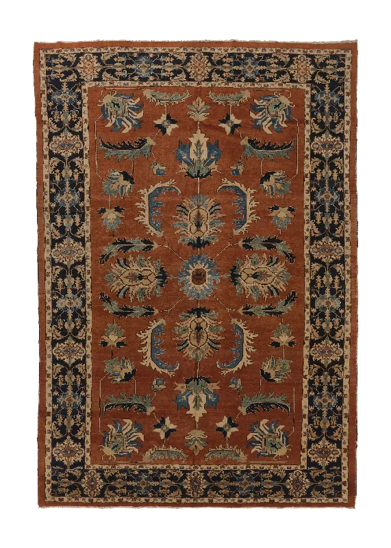 Persian Rug Tabriz Handmade Area Traditional 13'0"x19'8" (13x20) Orange Blue Open Field Floral Design #22654