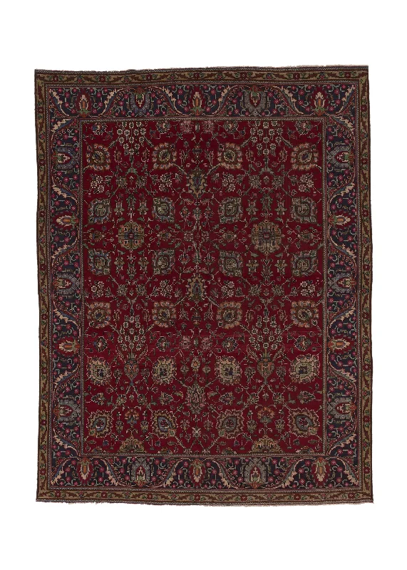 Persian Rug Tabriz Handmade Area Traditional 8'6"x11'4" (9x11) Red Floral Design #35982