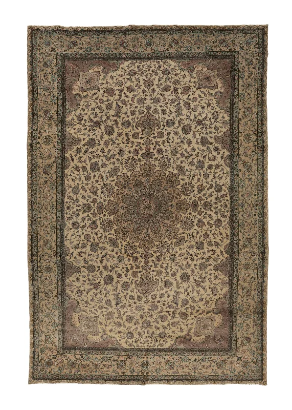 Persian Rug Tabriz Handmade Area Traditional Neutral 11'10"x18'0" (12x18) Whites/Beige Pink Floral Design #32461