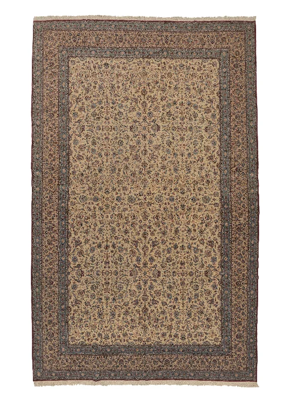 Persian Rug Toodeshk Handmade Area Traditional 12'4"x19'8" (12x20) Whites/Beige Blue Floral Design #34753