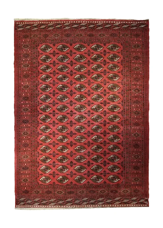 Persian Rug Turkmen Handmade Area Tribal 7'1"x9'6" (7x10) Red Elephant Foot Bokhara Design #A33271