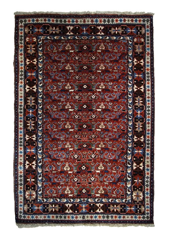 Persian Rug Yalameh Handmade Area Tribal 5'3"x8'2" (5x8) Red Blue Geometric Design #A33507