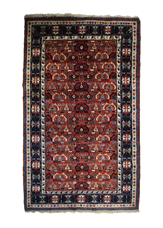 Persian Rug Yalameh Handmade Area Tribal 5'1"x8'10" (5x9) Red Blue Geometric Design #A33508