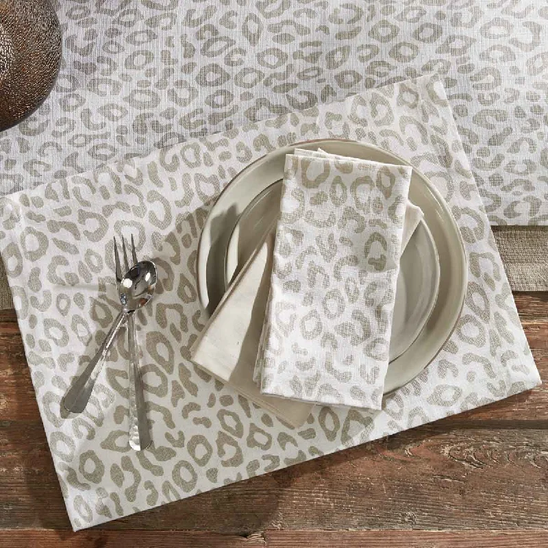 Safari Leopard Printed Placemat Set-Natural