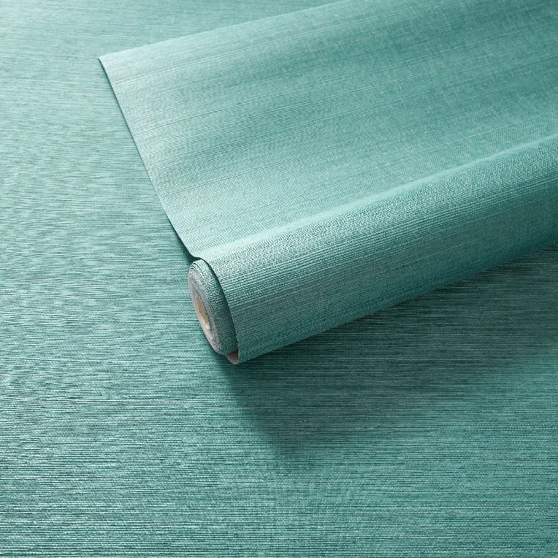 Samoa Turquoise Grasscloth Wallpaper