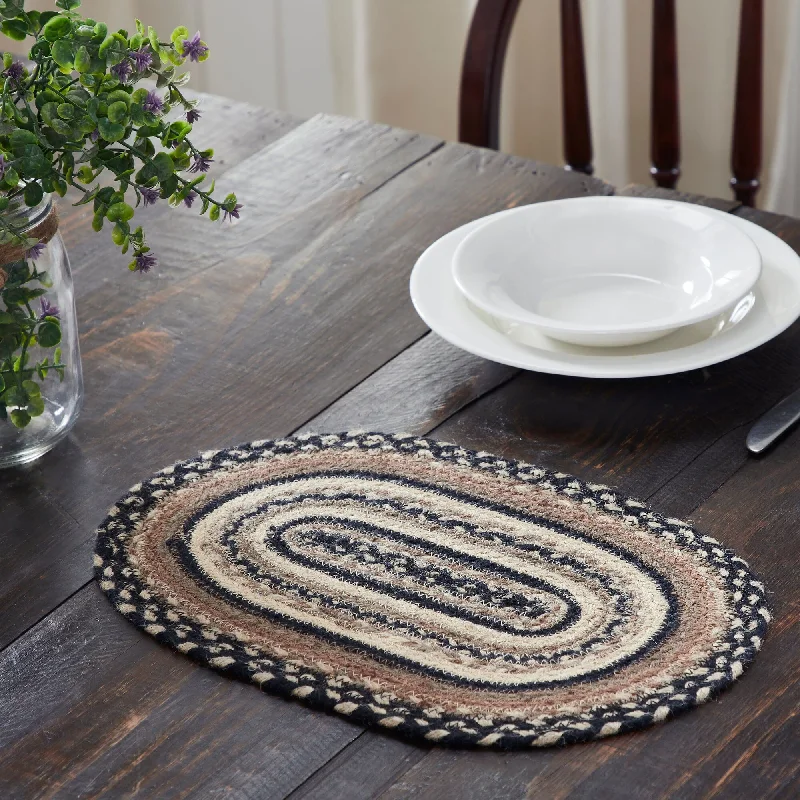 Sawyer Mill Charcoal Braided Oval Placemat 10x15"